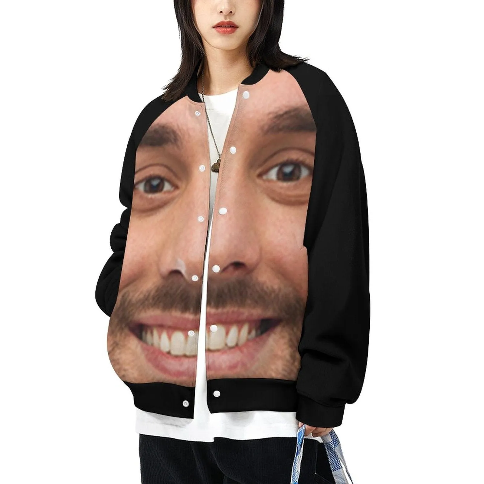 Custom Big Face Couple Funny Women/Men's Bomber Jacket Unisex Outerwear