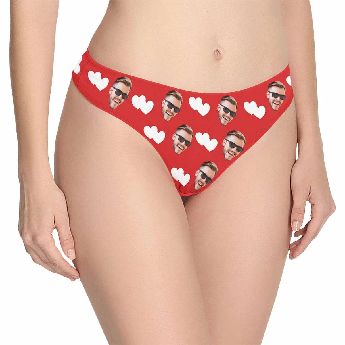 Custom Couple Matching Lingerie Briefs with Face Heart Personalized Photo Underwear For Couple Valentine's Day Gift