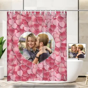 Custom Couple Photo Love Heart Shower Curtain 66"x72"