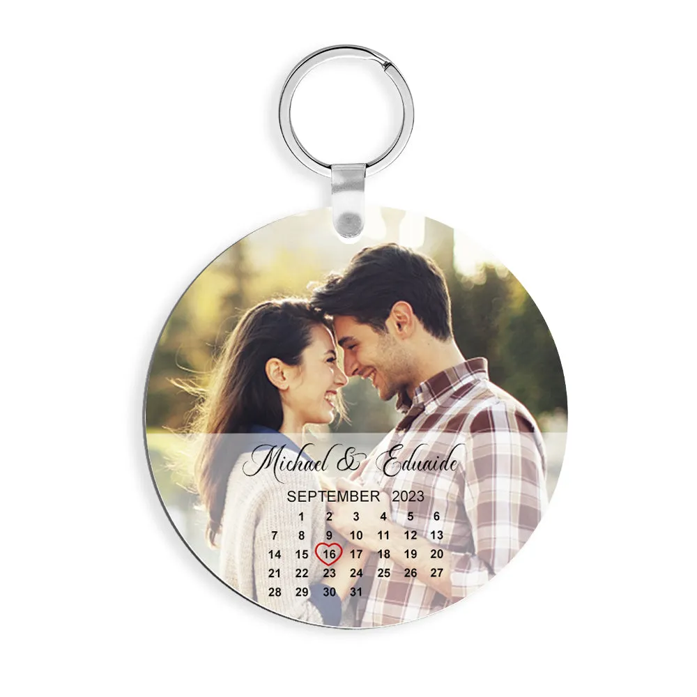 Custom Photo Calendar Keychain Significant Date Marker Wedding Anniversary Gifts for Couples