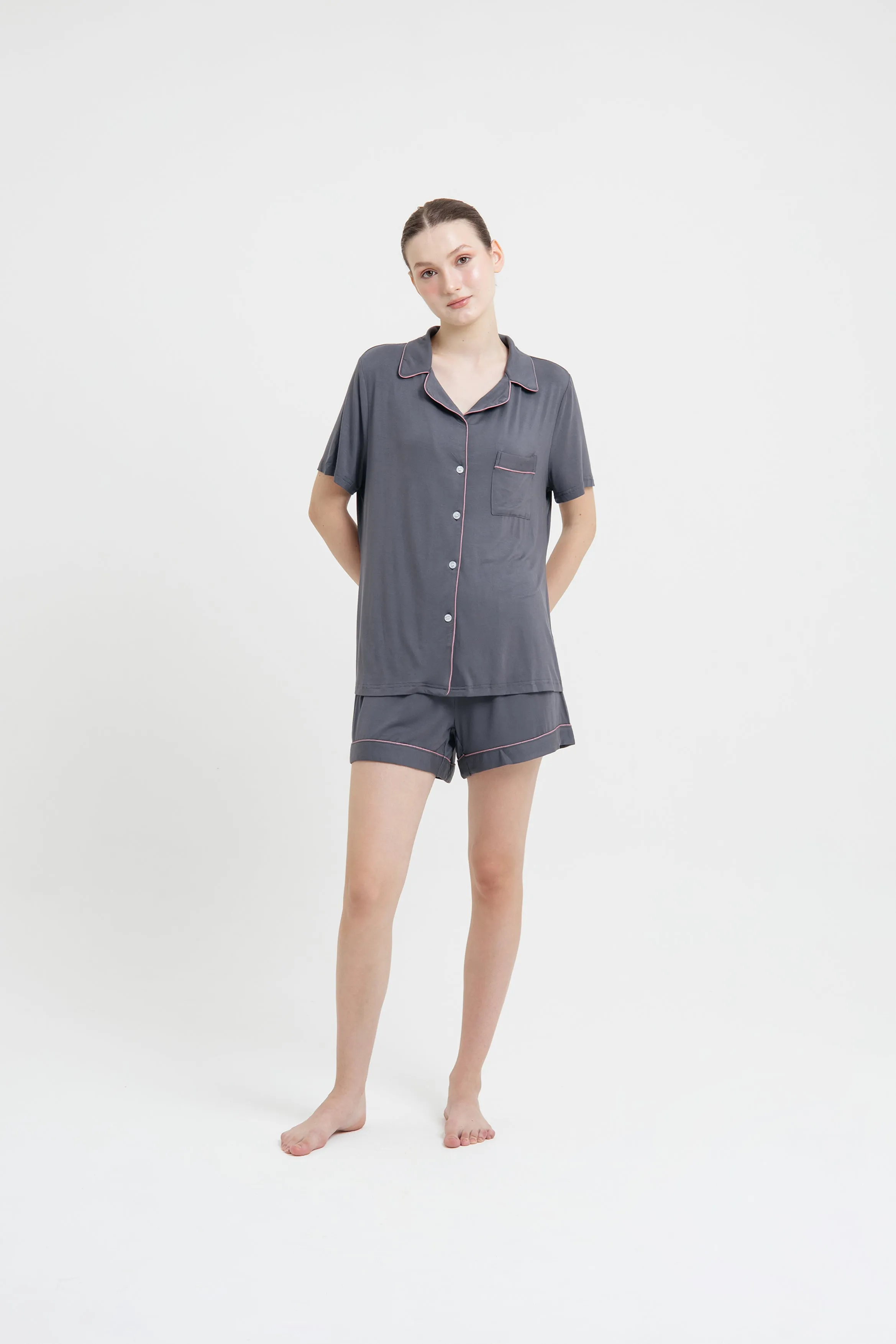 Dark Grey Bamboo Short Pyjamas