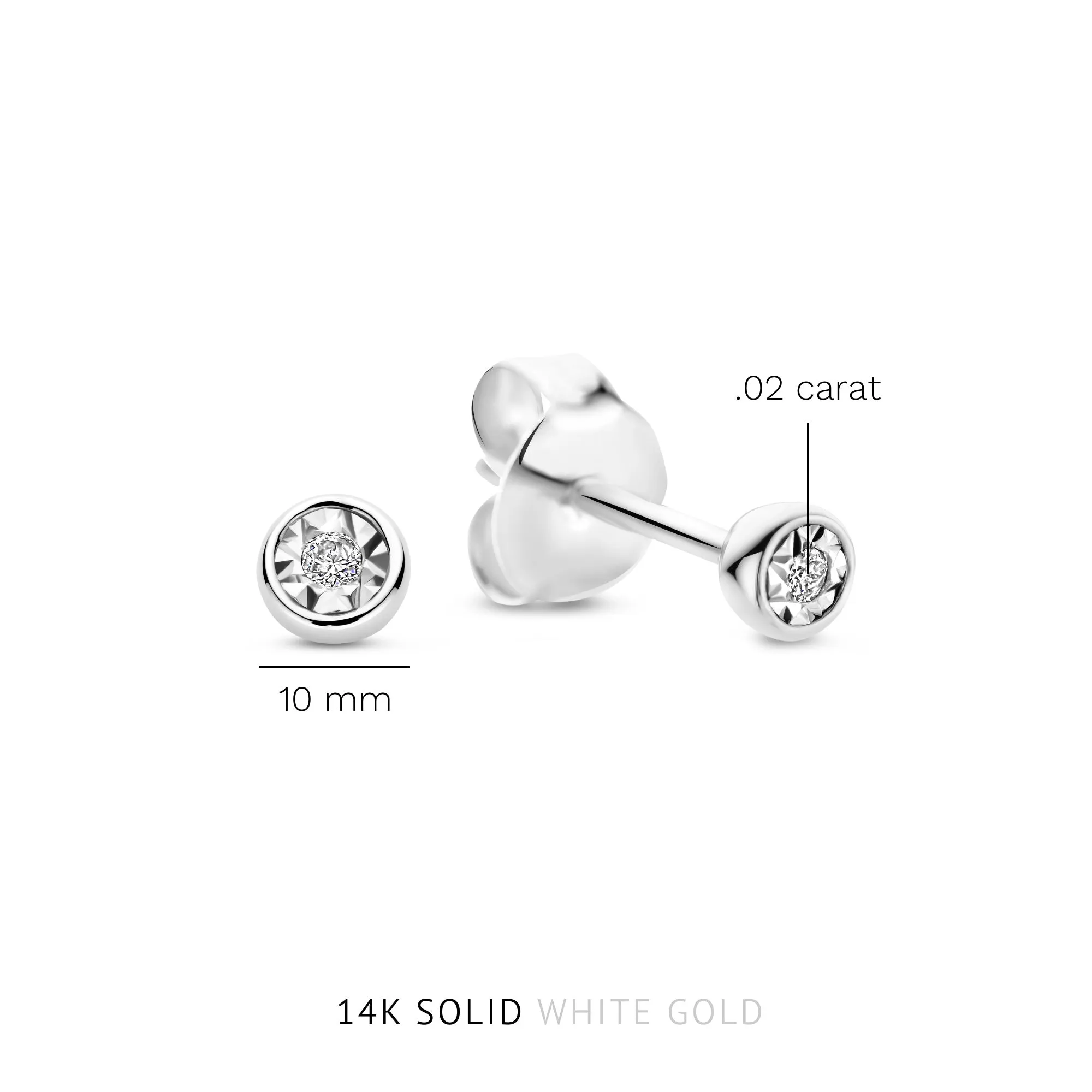 De la Paix Inaya14 karat white gold ear studs with diamond 0.02 carat