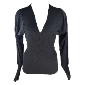 DOLCE & GABBANA Gray Wool Long Sleeve V-neck Sweater Size 38