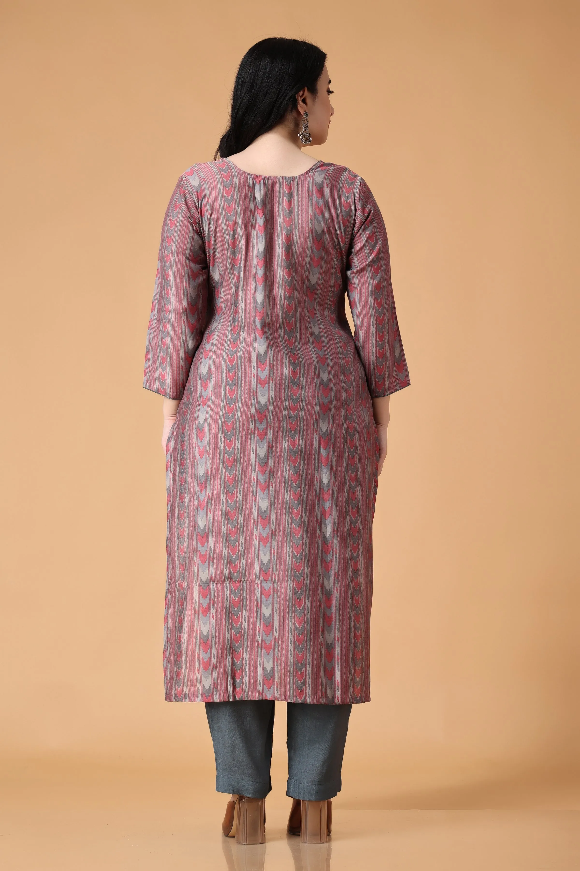 Dusty Dahlia Modal Suit With Handwork