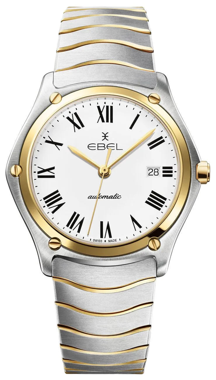 Ebel Sport Classic Automatic Stainless Steel and 18K Yellow Gold White Dial Date Men's Watch 1216614