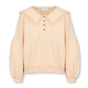 Emile & Ida Amelie Ruffled Collar Sweatshirt White