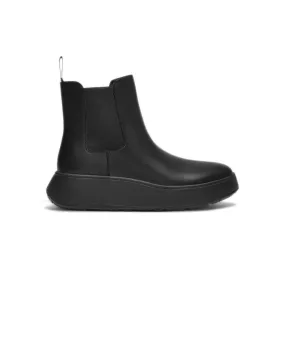 FitFlop F-mode Leather Flatform Chelsea Boots Black