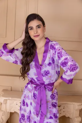 Floral satin Nightgown set