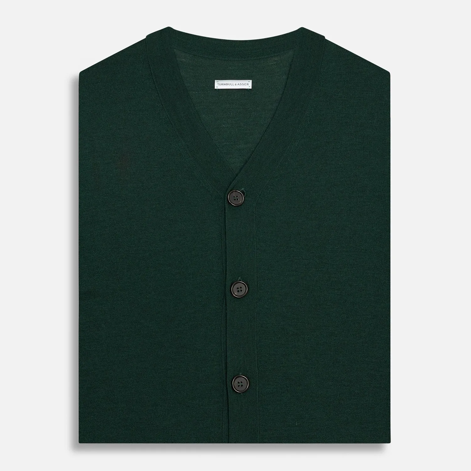 Forest Green Fine Merino V-Neck Sleeveless Cardigan