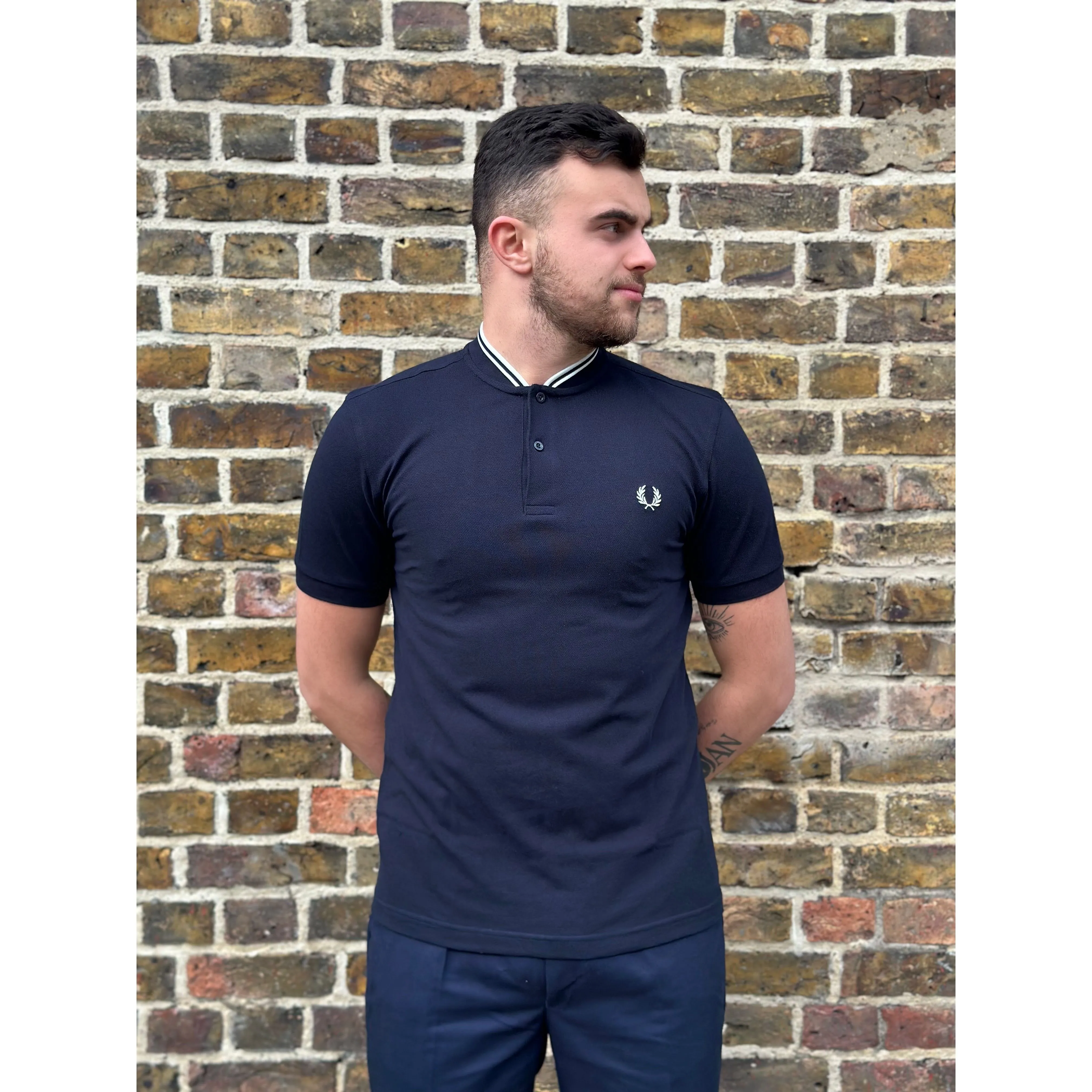 Fred Perry - M4526 Bomber Collar Navy - Polo