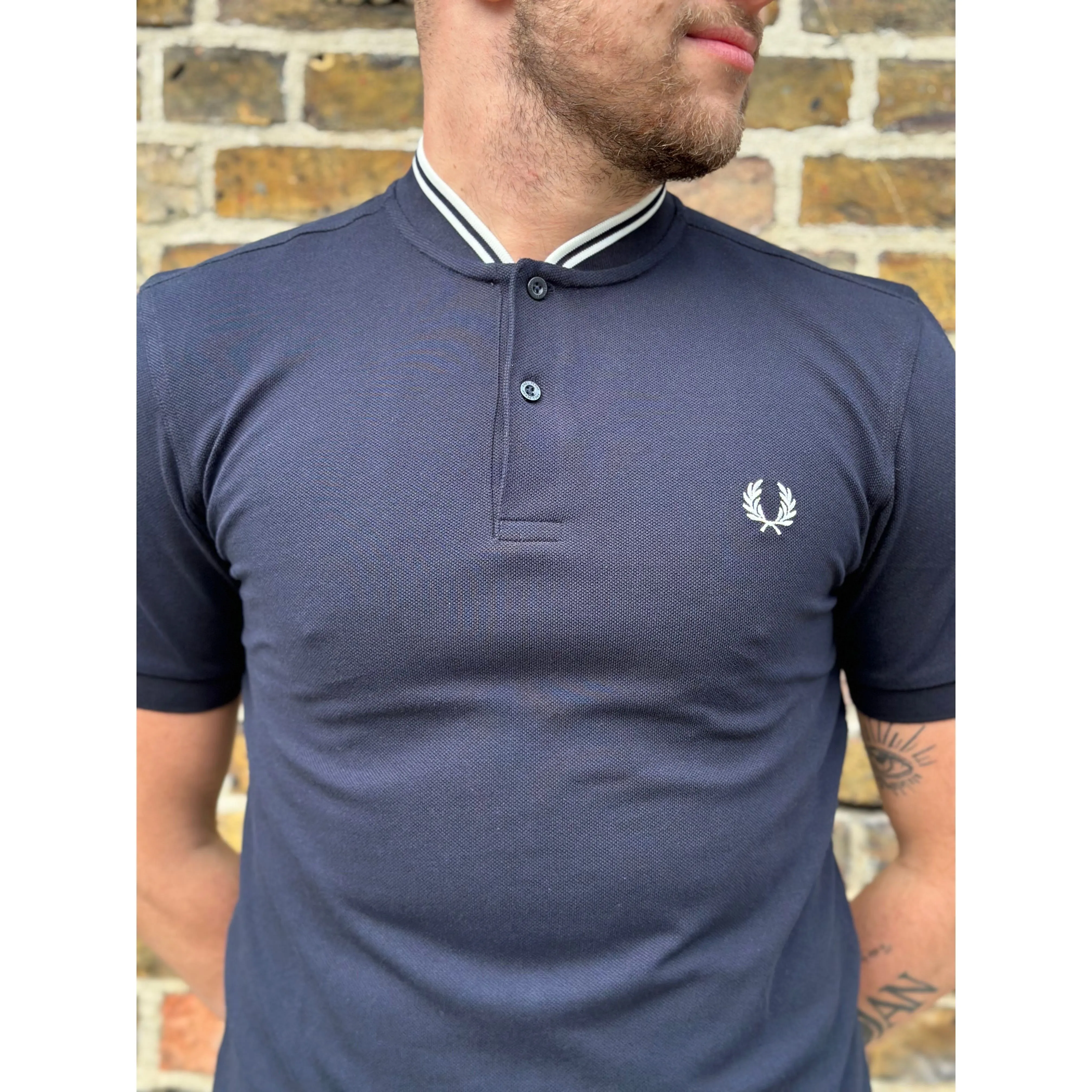 Fred Perry - M4526 Bomber Collar Navy - Polo