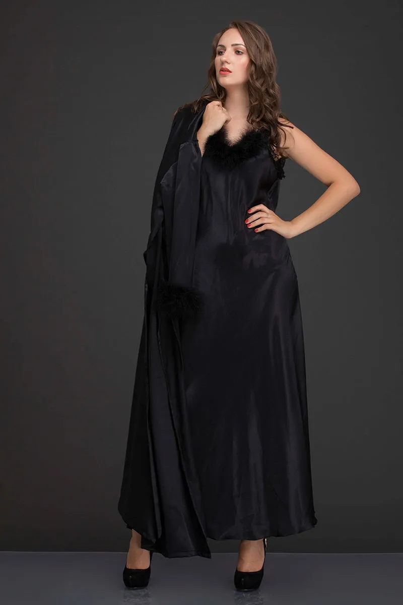 Fur Nighty & Robe Nightgown set