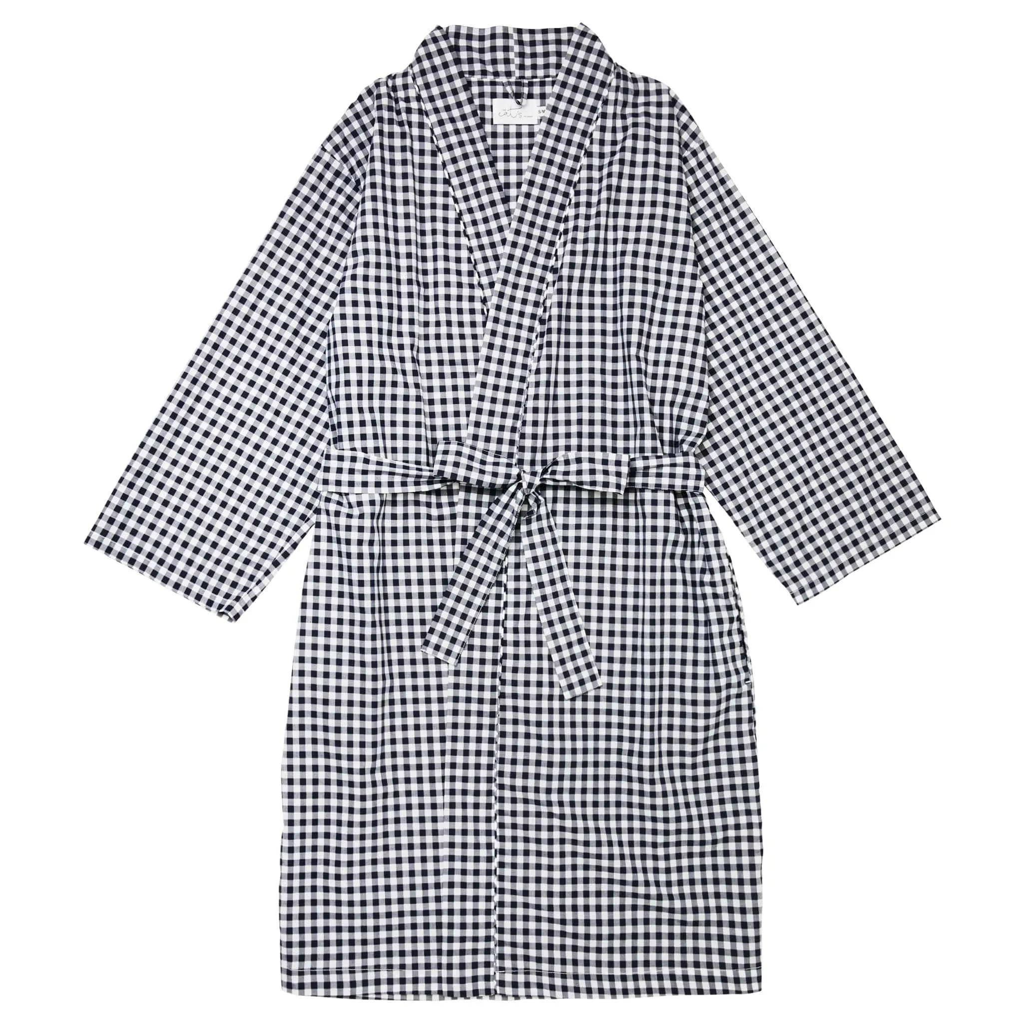 Gingham Luxe Pima Kimono Robe