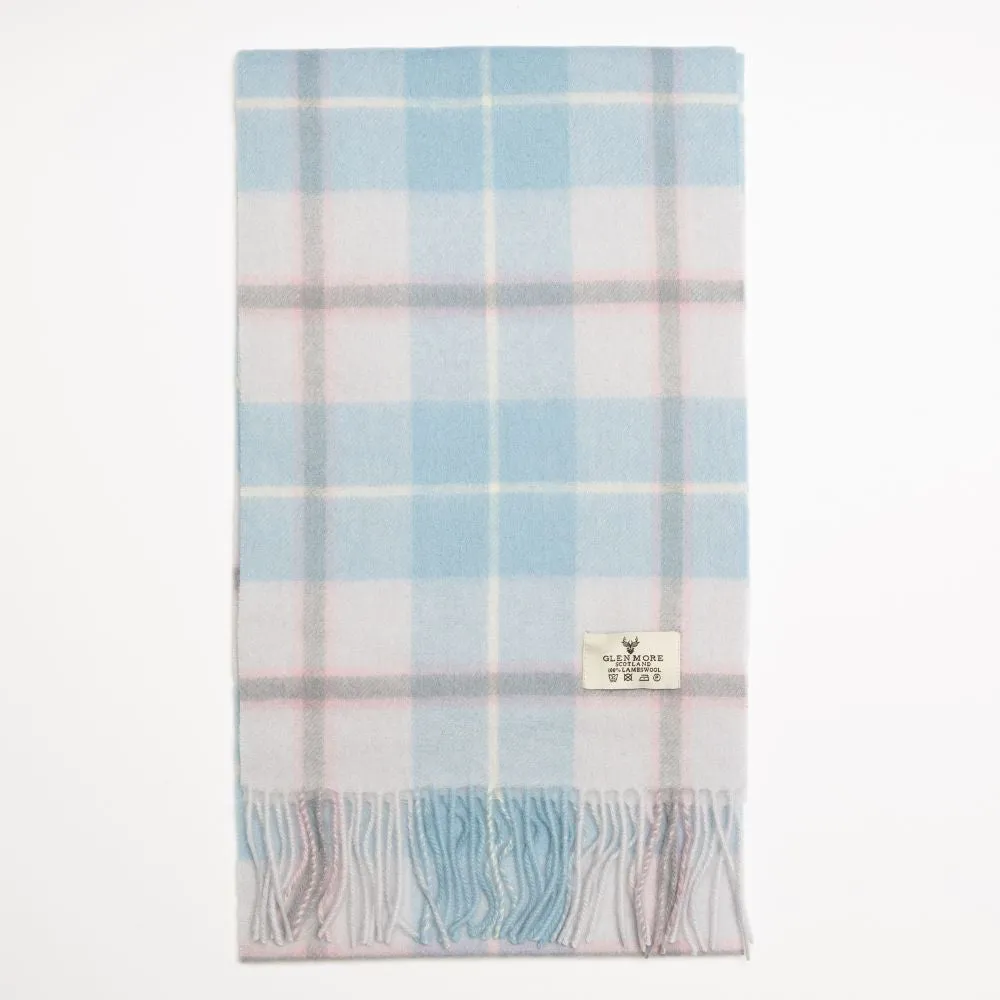 Glenmore 100% Lambswool Tartan Scarf - Blue Check