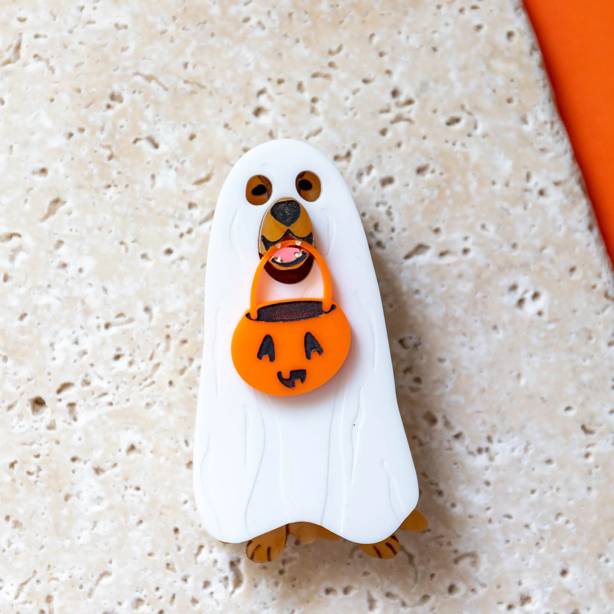 Golden Retriever Ghost Costume Brooch