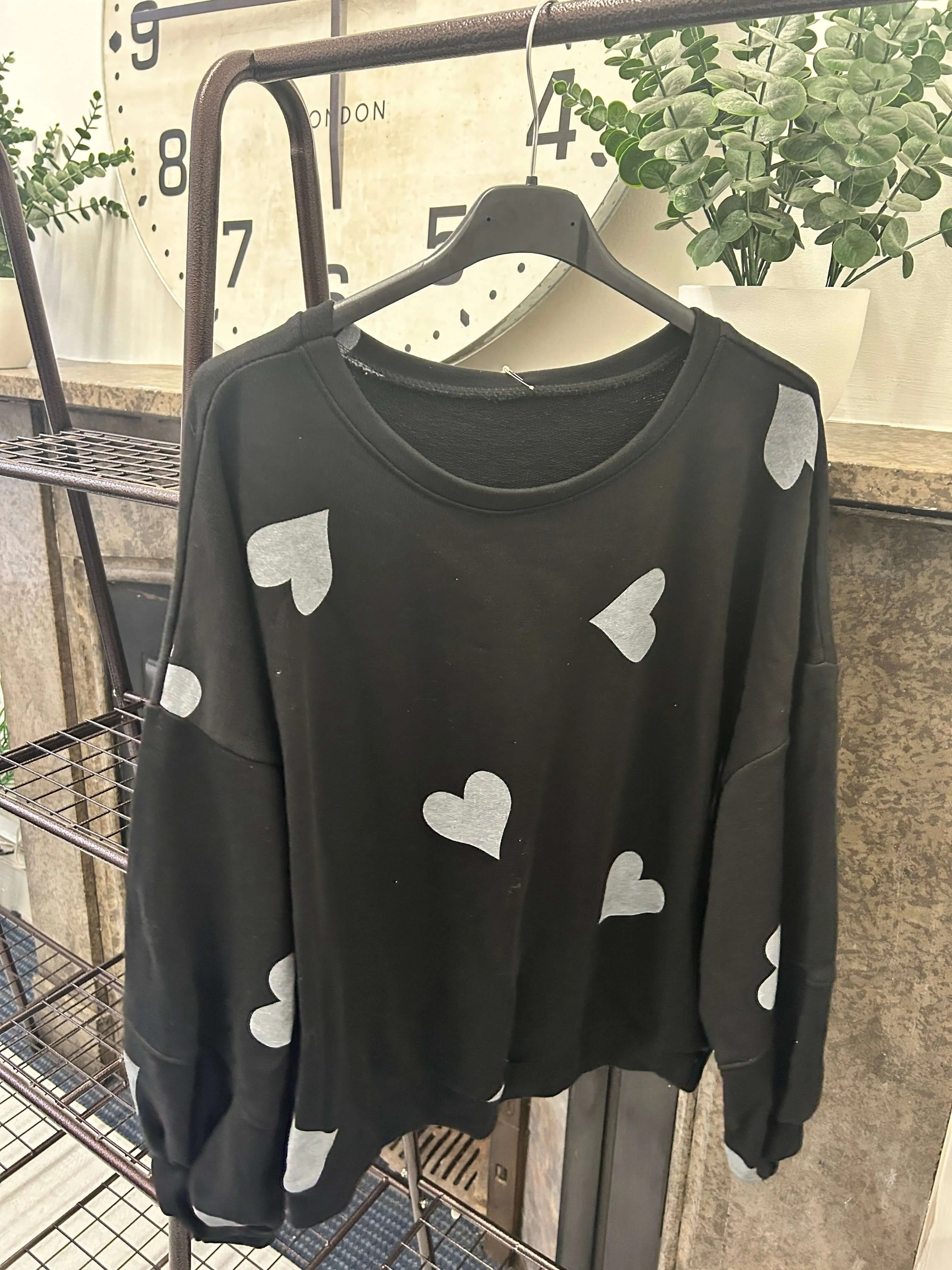 Heart Puff Sleeve Sweatshirt