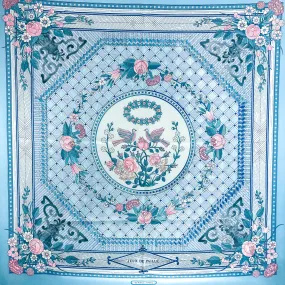 Hermes Jeux de Paille Silk Scarf 90 cm Twill Light Blue