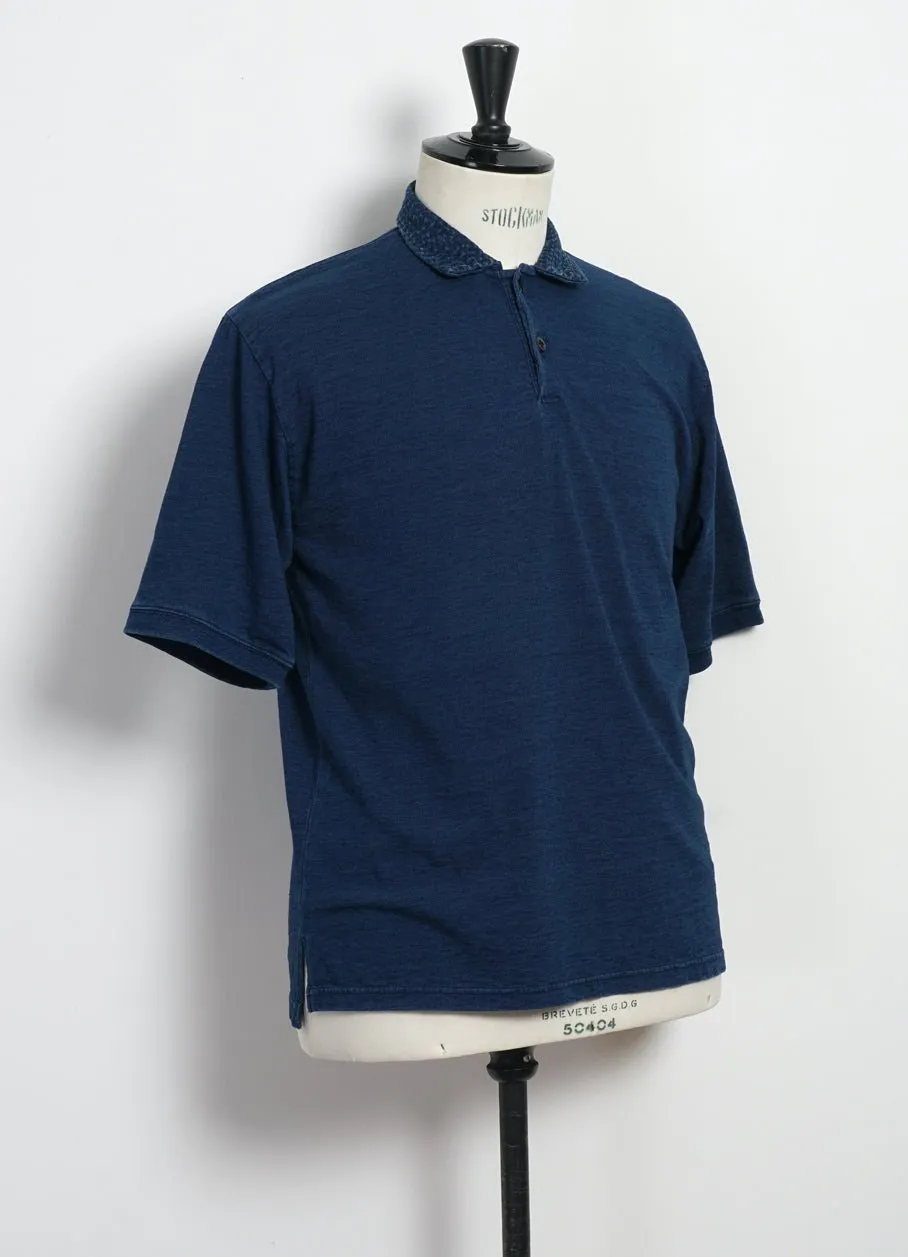 INDIGO | Jersey Sashiko Polo Shirt | Indigo