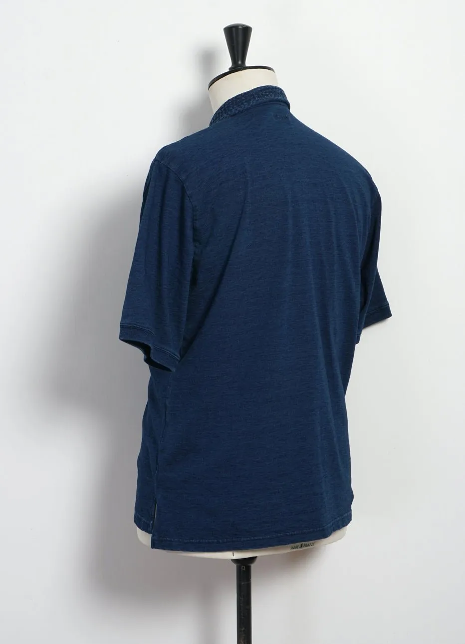 INDIGO | Jersey Sashiko Polo Shirt | Indigo