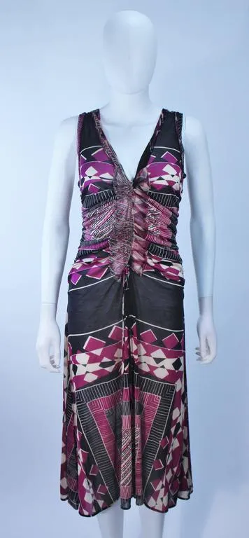 JEAN PAUL GAULTIER Pink and Black Geometric Pattern Dress Size M