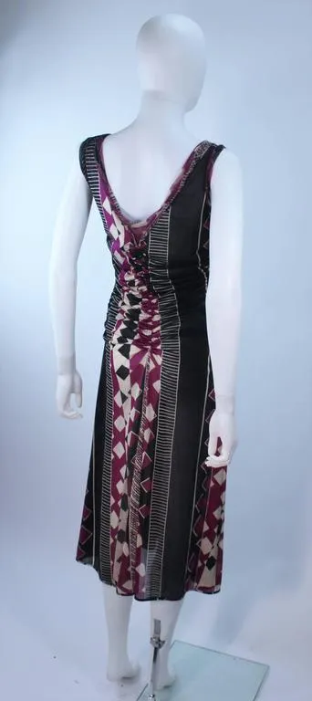 JEAN PAUL GAULTIER Pink and Black Geometric Pattern Dress Size M