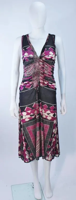 JEAN PAUL GAULTIER Pink and Black Geometric Pattern Dress Size M