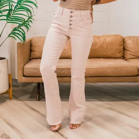 KanCan Randi Button Up Flare Jeans - Blush FINAL SALE