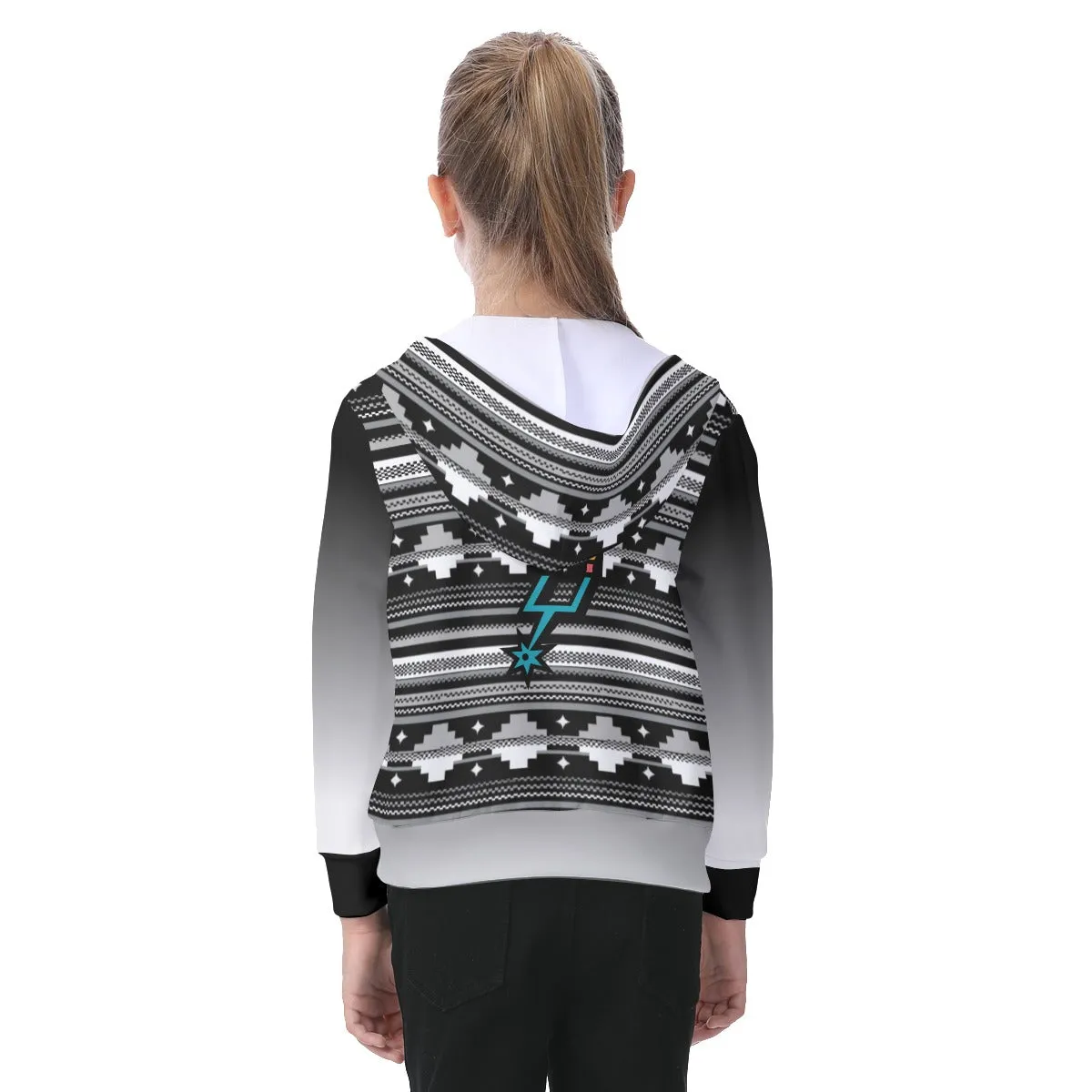 Kids San Antonio Serape Basketball Zip-up Hoodie With Patch Pocket