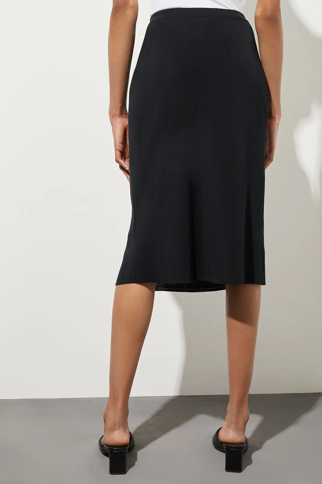 Knee Length Pencil Skirt - Front Slit Knit