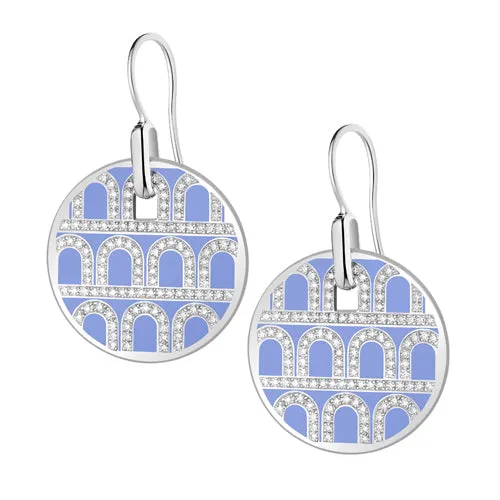 L'Arc de DAVIDOR Pendant Earring GM, 18k White Gold with Lacquered Ceramic and Palais Diamonds