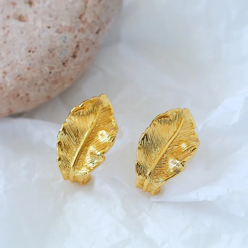 Large Gold Leaf Earrings