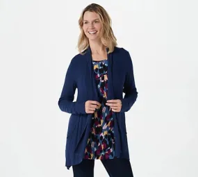 Laurie Felt Fuse Modal Open Front Wrap Cardigan X-Small Navy