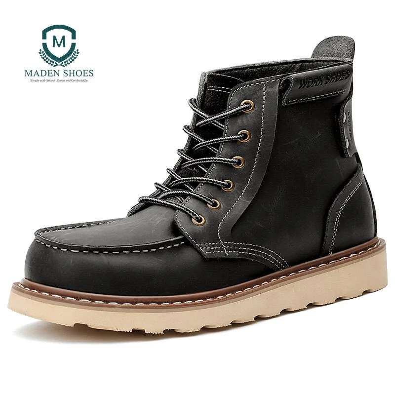 Maden Safety Working Ankle Men's Boots Winter Snow Men Boot  Martin Steel Male Shoe Army Lace-up Designer Shoes