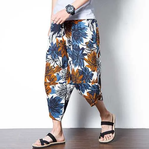 Men's Ethnic Style Printed Baggy Harem Pants