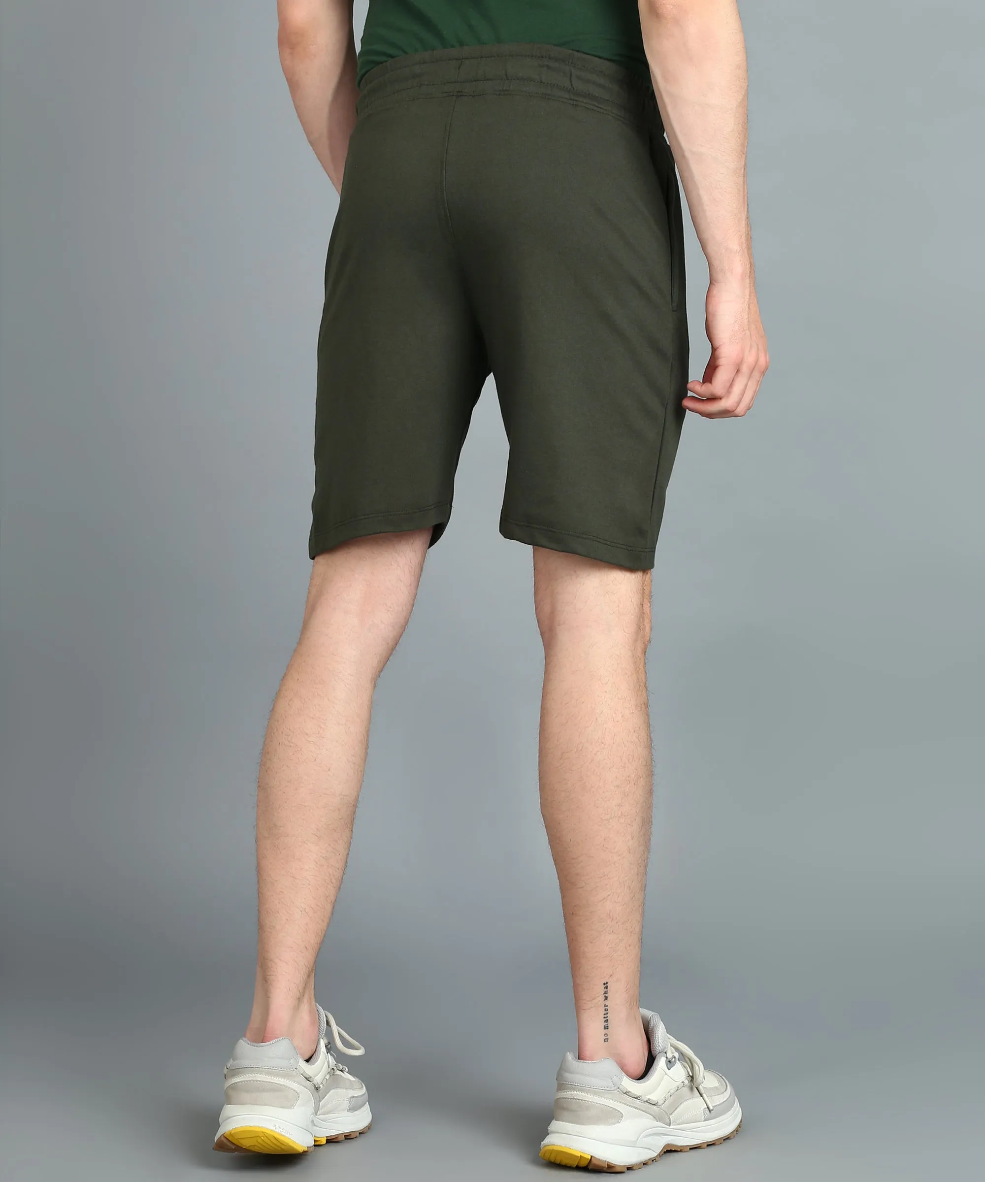 Men's Green Cotton Regular Shorts Stretchable