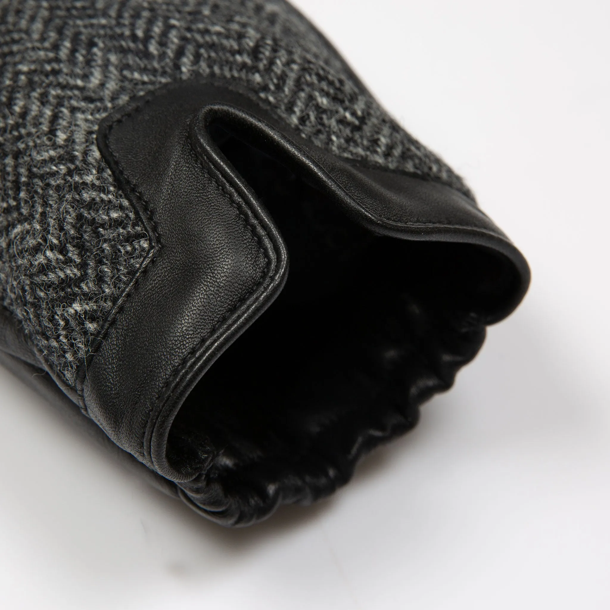 Men’s Heritage Touchscreen Cashmere-Lined Abraham Moon Herringbone Tweed and Leather Gloves