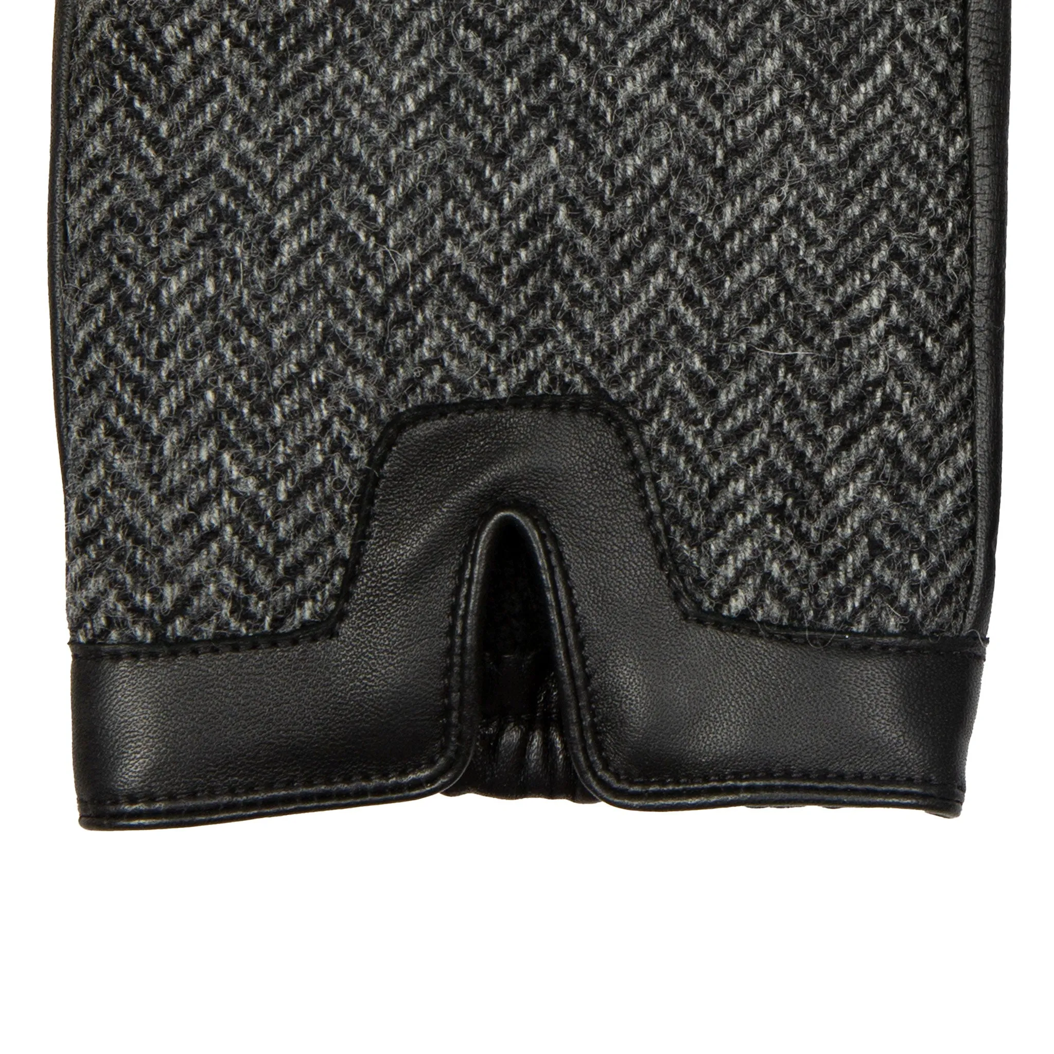 Men’s Heritage Touchscreen Cashmere-Lined Abraham Moon Herringbone Tweed and Leather Gloves