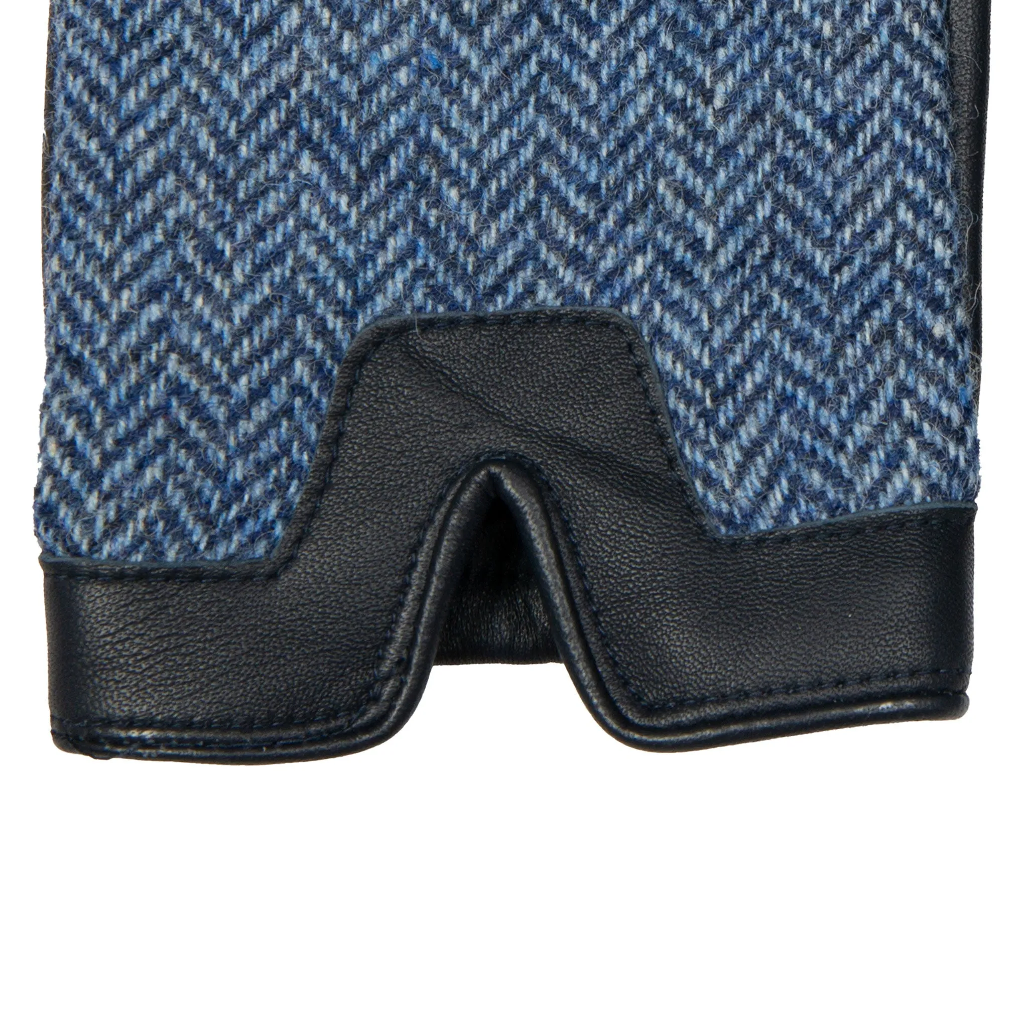 Men’s Heritage Touchscreen Cashmere-Lined Abraham Moon Herringbone Tweed and Leather Gloves