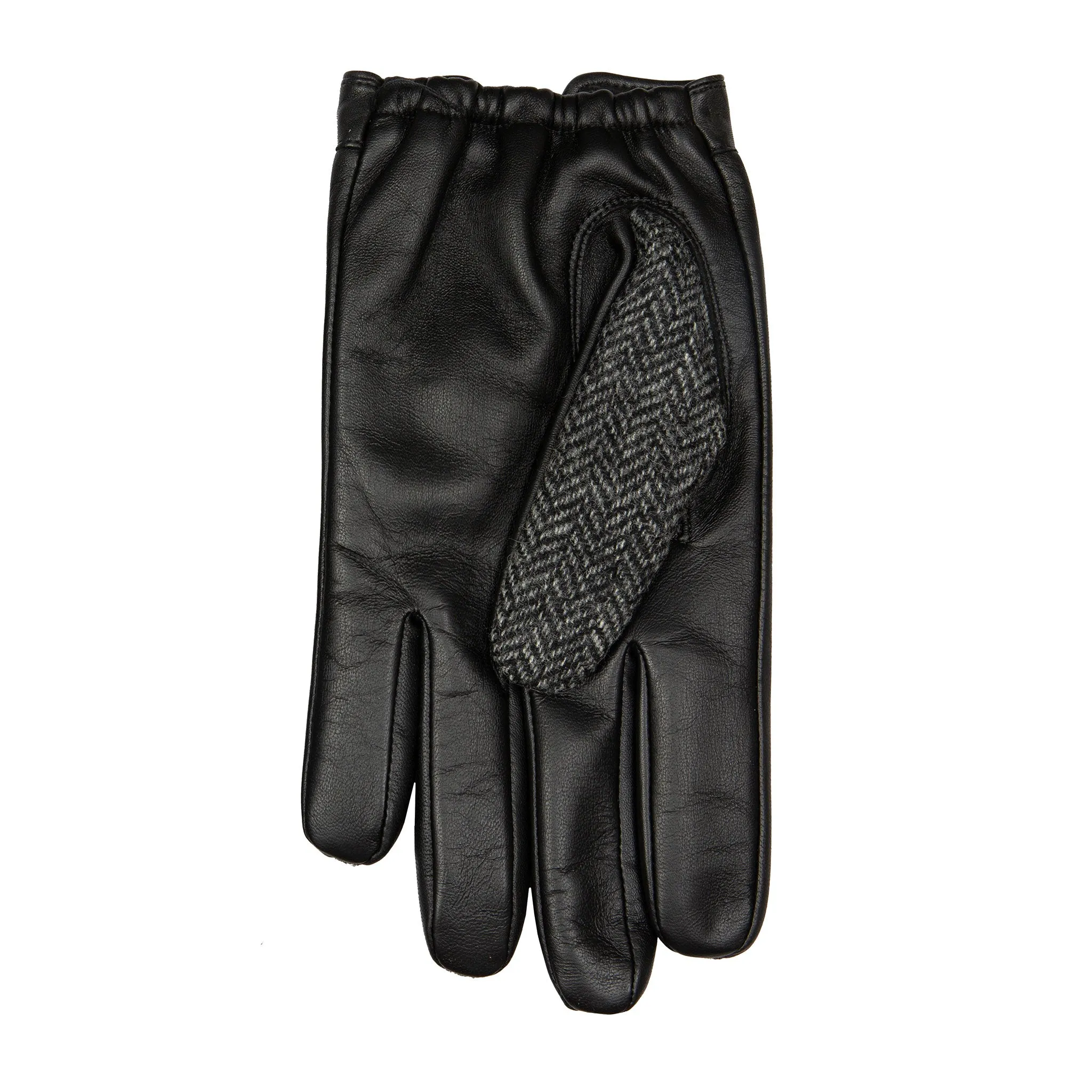 Men’s Heritage Touchscreen Cashmere-Lined Abraham Moon Herringbone Tweed and Leather Gloves