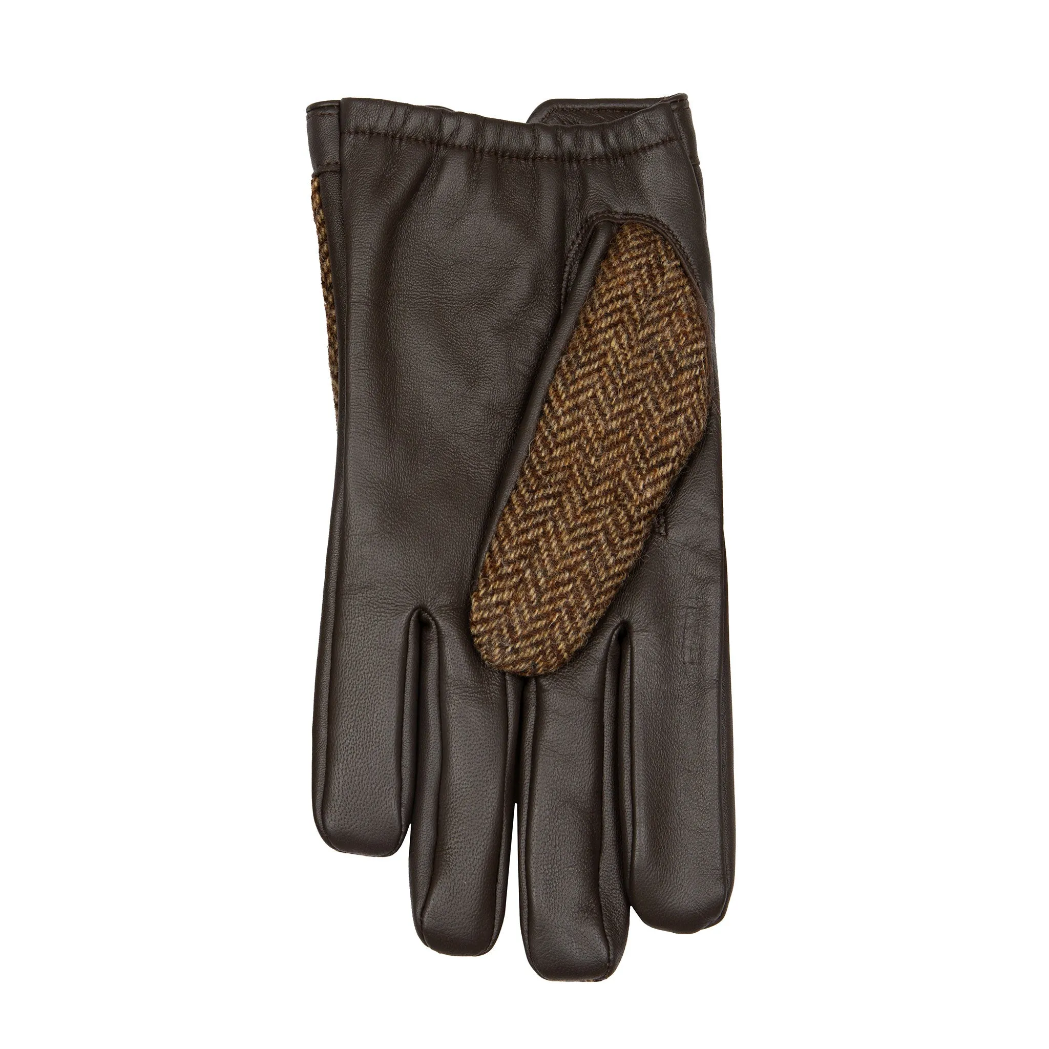 Men’s Heritage Touchscreen Cashmere-Lined Abraham Moon Herringbone Tweed and Leather Gloves