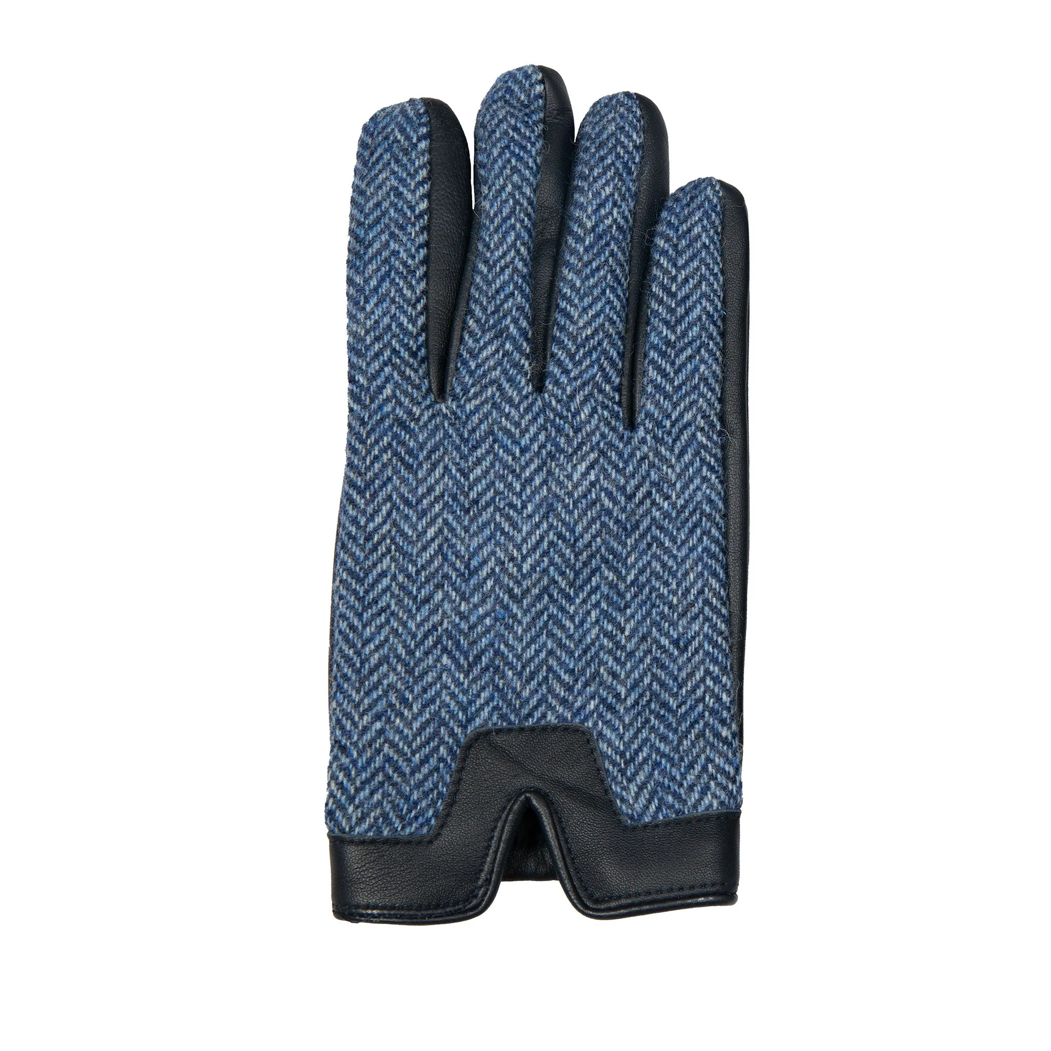 Men’s Heritage Touchscreen Cashmere-Lined Abraham Moon Herringbone Tweed and Leather Gloves