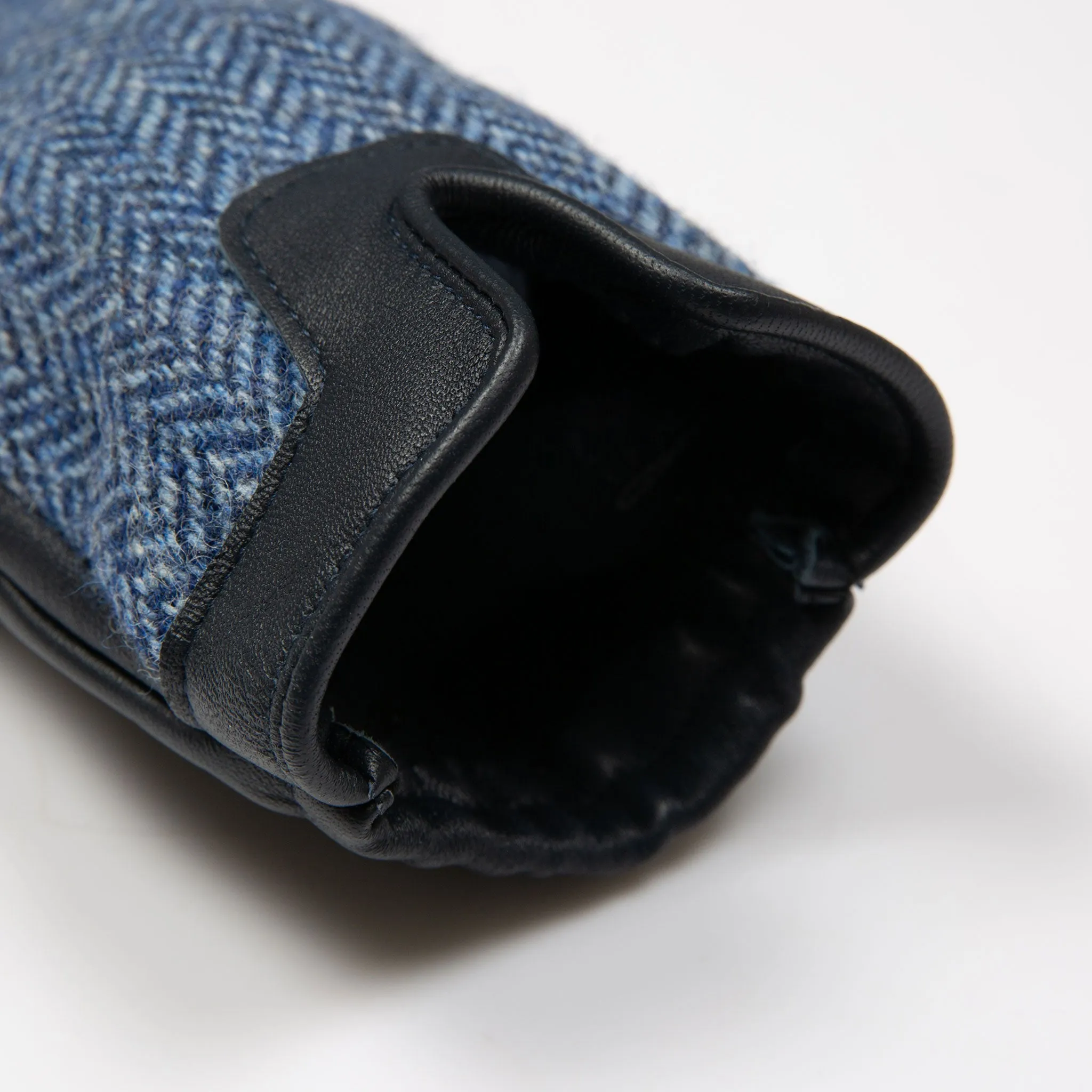 Men’s Heritage Touchscreen Cashmere-Lined Abraham Moon Herringbone Tweed and Leather Gloves