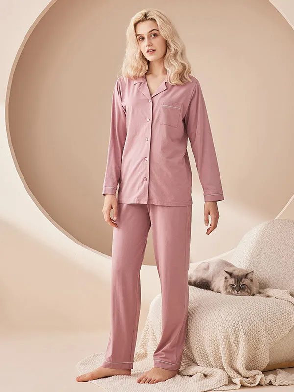 Modal Morandi Color Couple Pajama Set