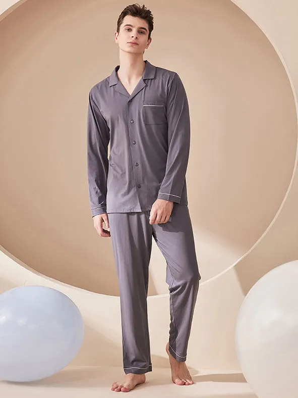 Modal Morandi Color Couple Pajama Set