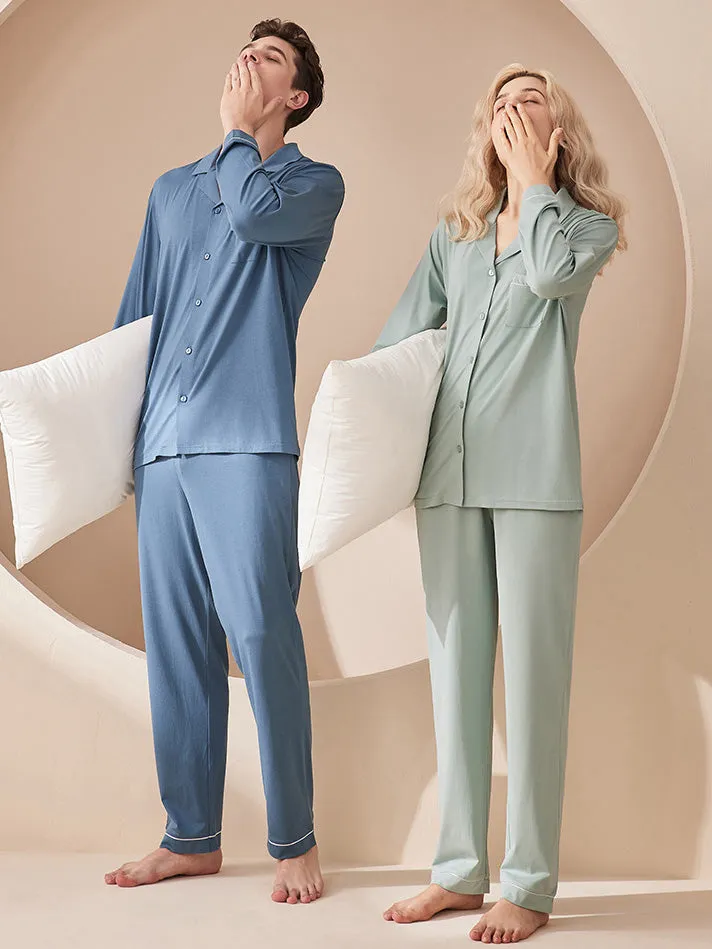 Modal Morandi Color Couple Pajama Set