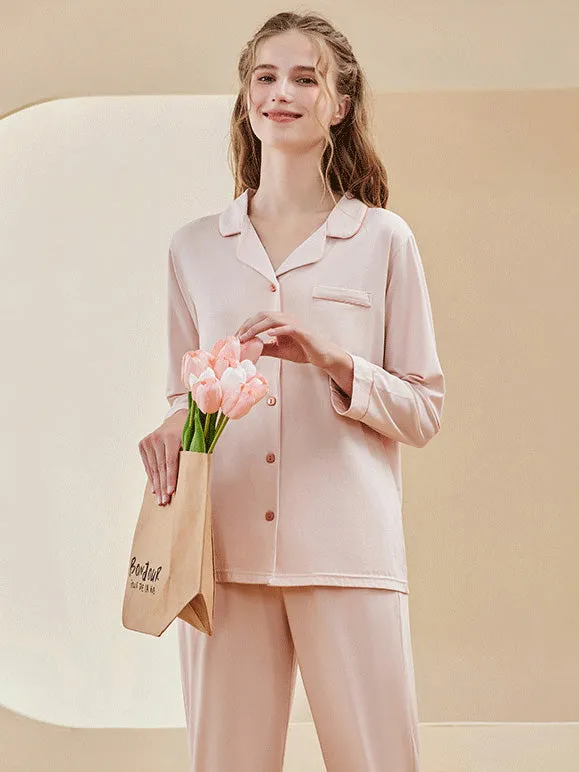 Modal Morandi Color Couple Pajama Set