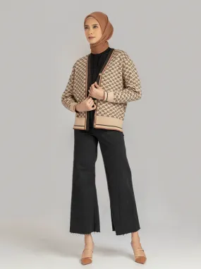 MONOGRAM CARDIGAN OUTER COFFEE BEAN