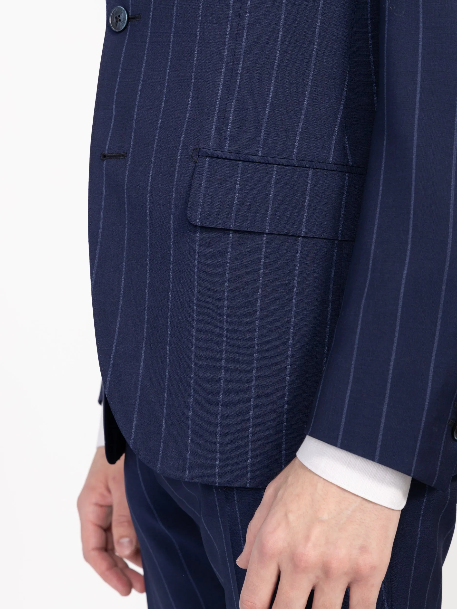 Navy Wool Striped Suit