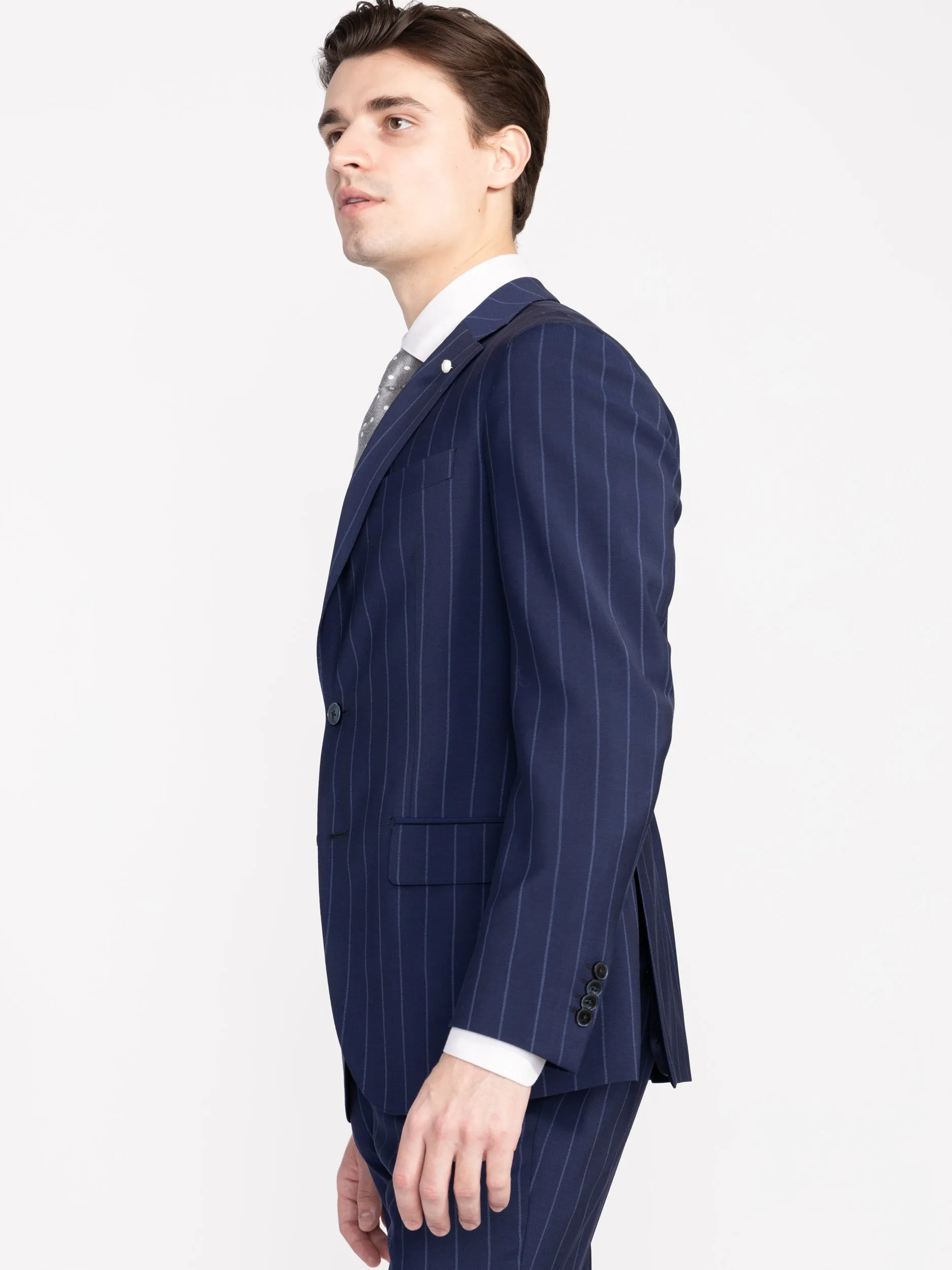 Navy Wool Striped Suit