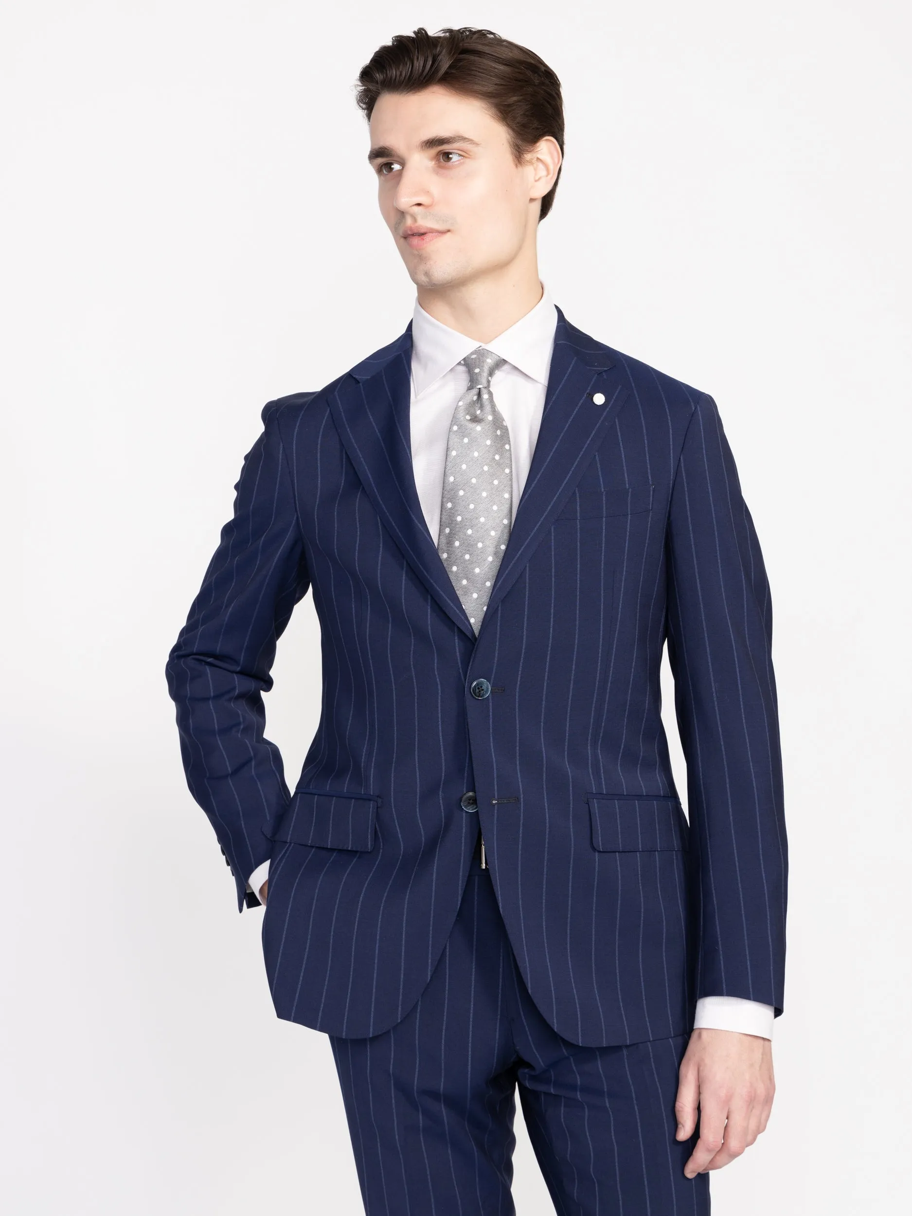 Navy Wool Striped Suit